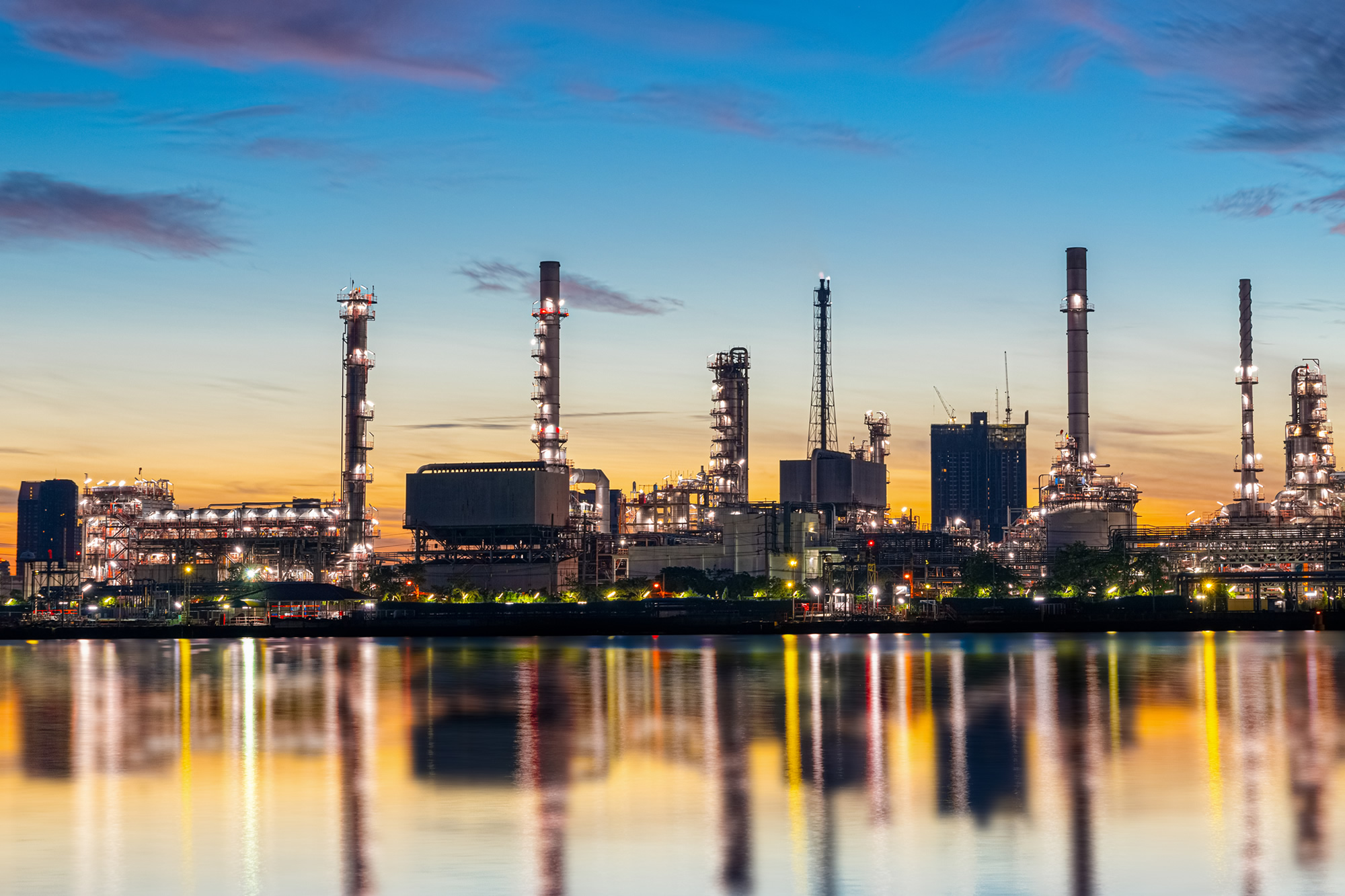 Image of a oil and gas refinery industry plant. Factory of petroleum industrial